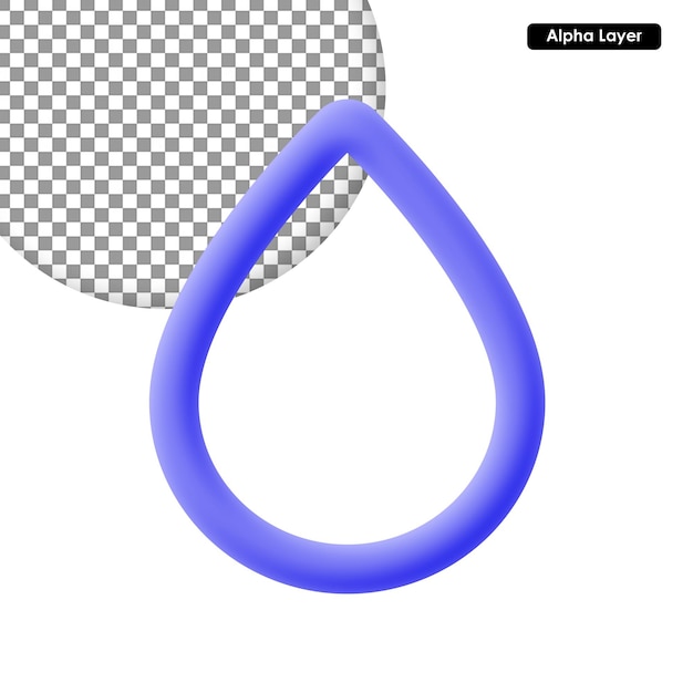 PSD ikona renderowania 3d kropla wody