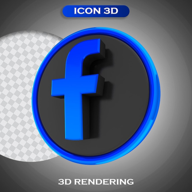 PSD ikona renderowania 3d na facebooku w mediach społecznościowych na białym tle