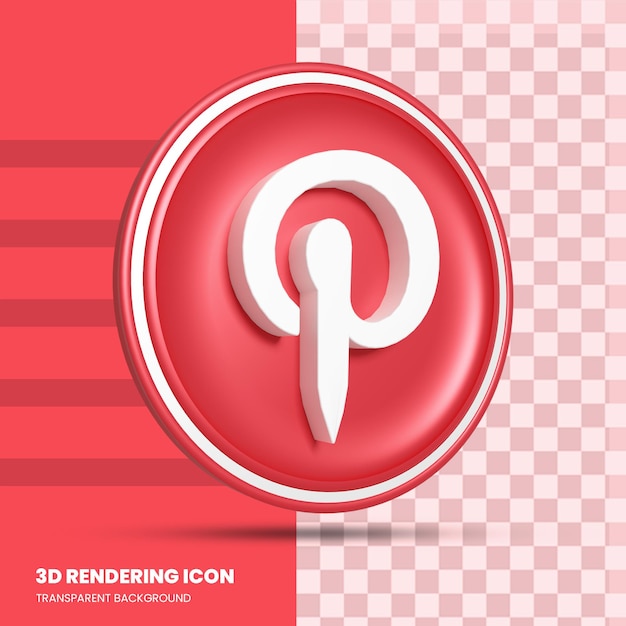 PSD ikona renderowania 3d na pintereście