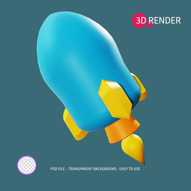 Ikona Renderowania 3d Rakieta 13