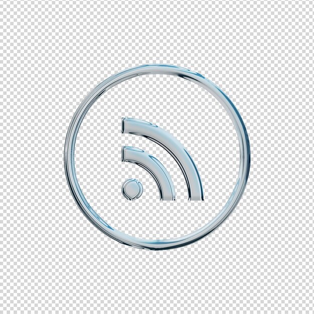 Ikona renderowania 3D RSS Chrome Błyszczący