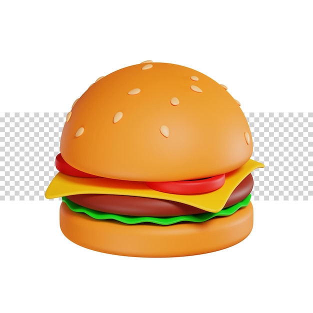 PSD ikona renderowania sera burgerowego 3d z gładką powierzchnią dla aplikacji lub strony internetowej