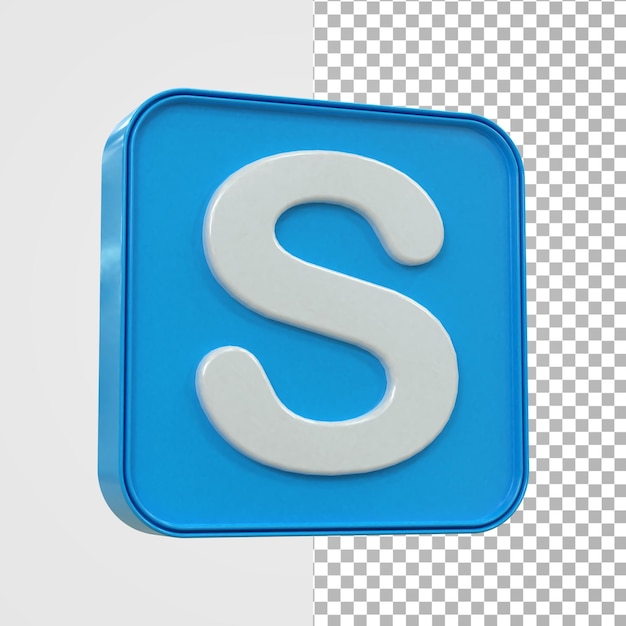 PSD ikona skype 3d social media kolorowa błyszcząca koncepcja ikony 3d renderowanie 3d dla kompozycji