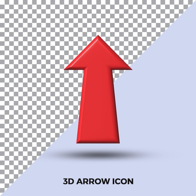 Ikona strzałki w górę znaku 3D na białym tle