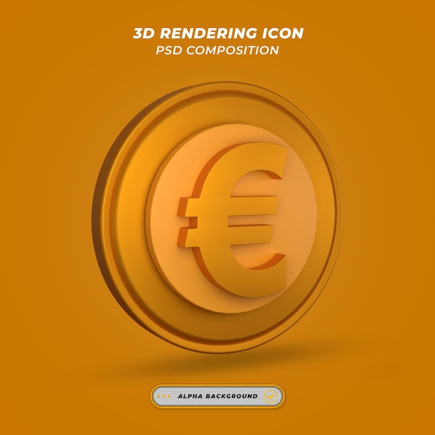 Ikona Symbolu Euro W Renderowaniu 3d