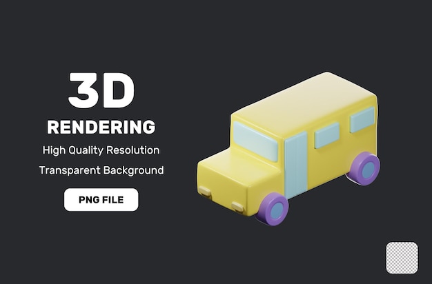 Ikona szkolnego autobusu edukacyjnego 3D