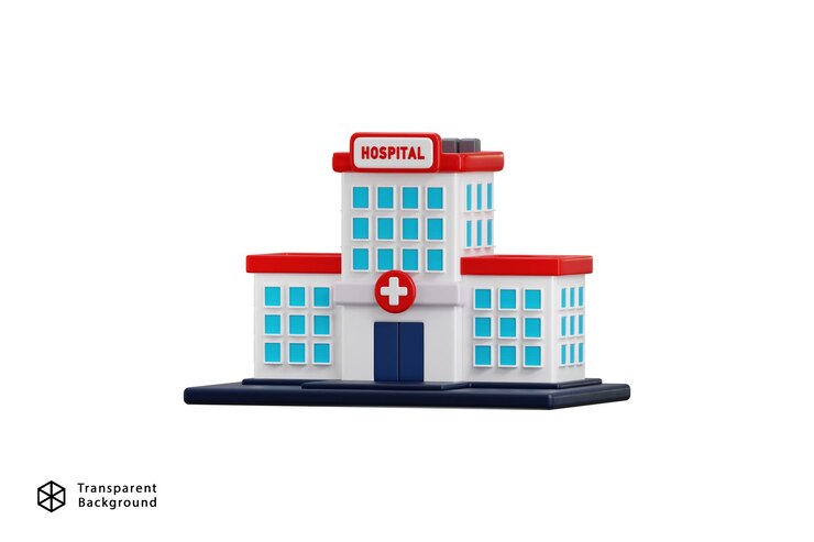 PSD ikona szpitala 3d renderowanie koncepcji szpitala kliniki lub ośrodka opieki zdrowotnej ikona ilustracja wektorowa
