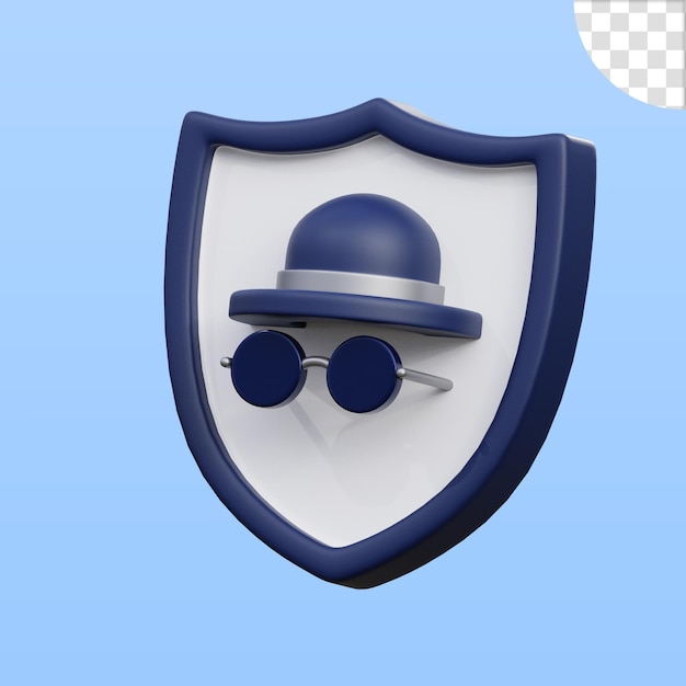 PSD ikona tarczy 3d w trybie incognito