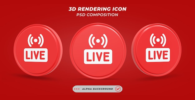 Ikona transmisji na żywo w renderowaniu 3D