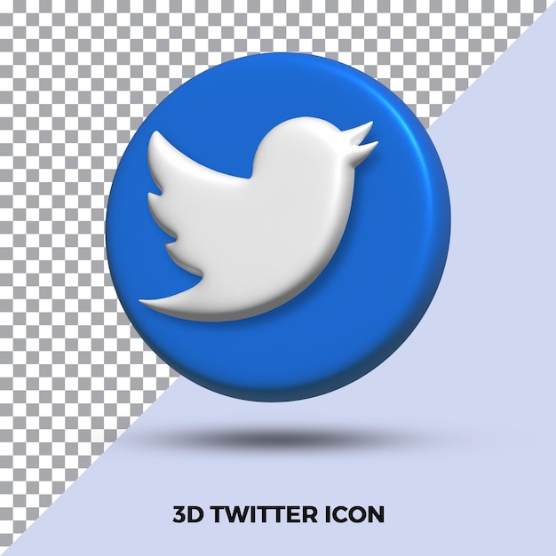 Ikona Twittera Renderowania 3d Na Białym Tle