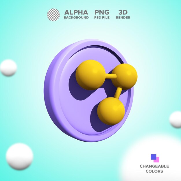 Ikona udziału renderowania 3d dla projektu ilustracji izolowanego obiektu premium