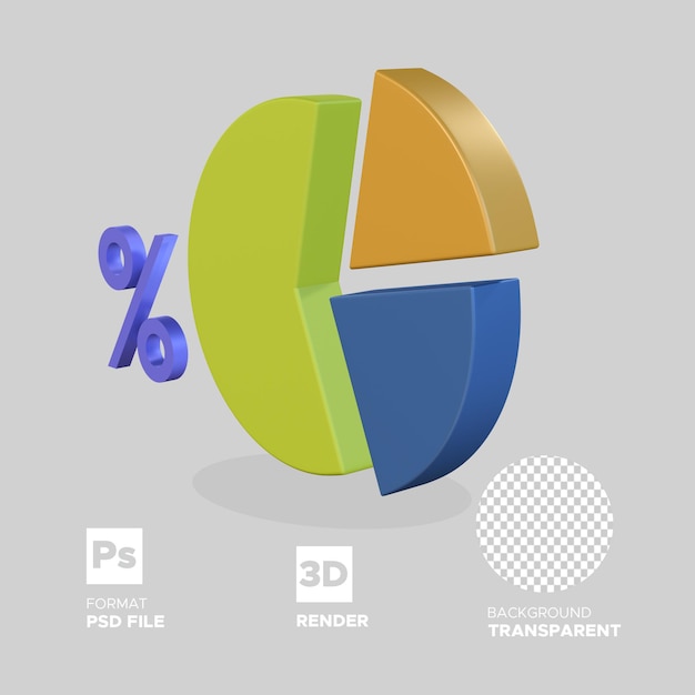 Ikona wykresu kołowego Renderowanie 3D z tłem