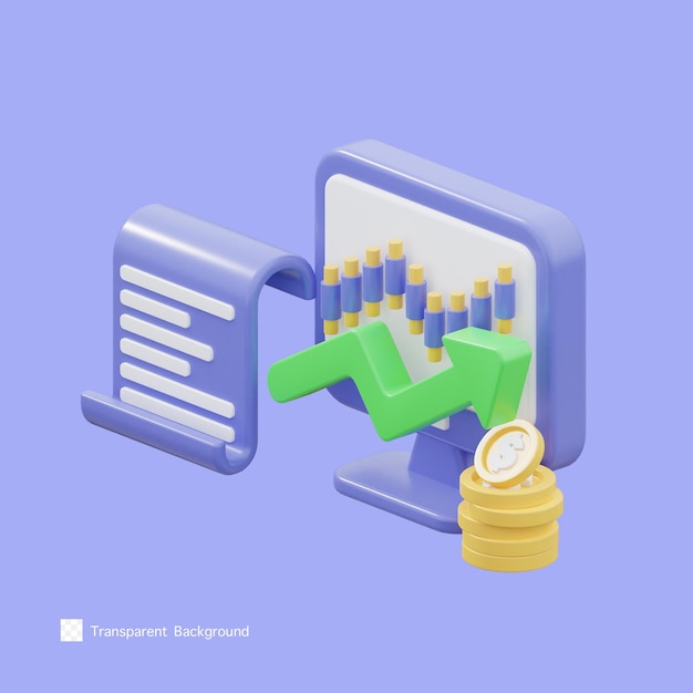 Ikona wzrostu finansowego ilustracja renderowania 3d