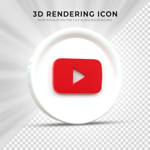 Ikona Youtube 3d Social Media Kolorowa Błyszcząca Ikona 3d Koncepcja Renderowania 3d Dla Kompozycji