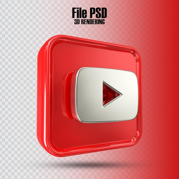PSD ikona youtube renderowanie 3d
