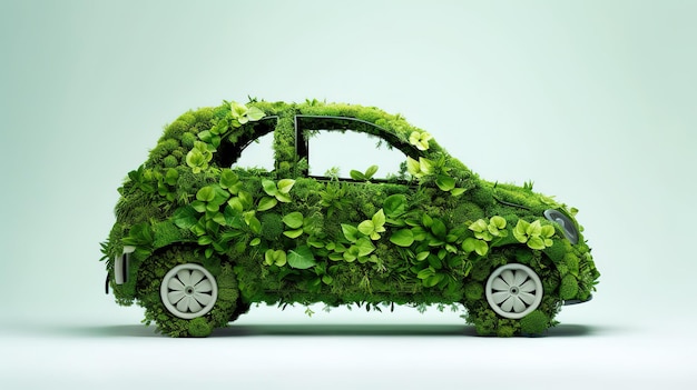 Ikona Zielonego Liścia Samochodu Elektrycznego Na Białym Tle Koncepcja Projektowania Ochrony środowiska Liście Samochodu