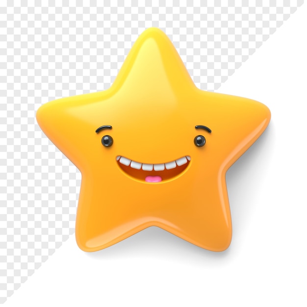 Ikona znaku gwiazdy z błogim na twarzy ilustracja renderowania 3d