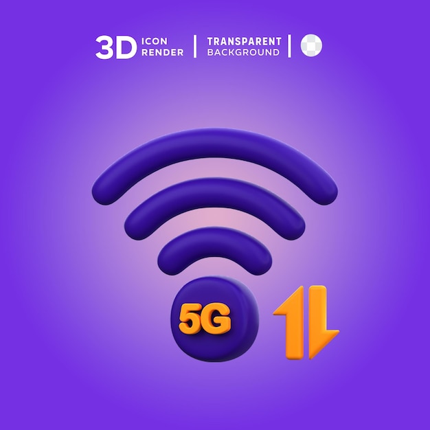 PSD ikonka 3d połączenia wi-fi 5g ilustracja