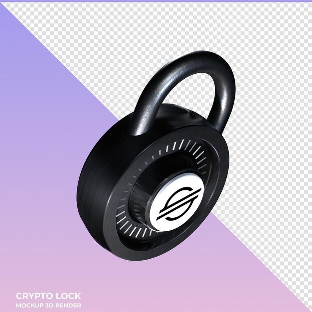 PSD ikonka crypto lock stellar xlm 3d