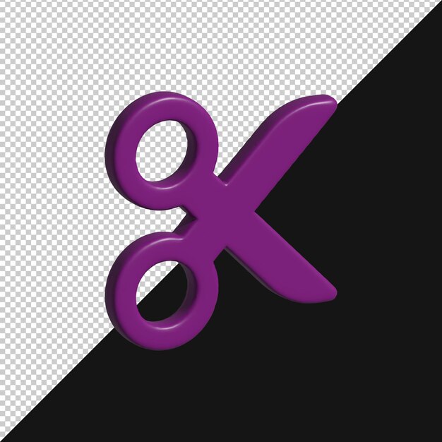 Ikonka fioletowych nożyczek 3D