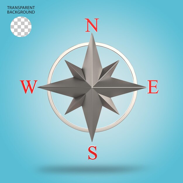 PSD ikonka kompasu izolowana ilustracja renderowana w 3d