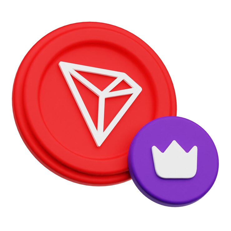 PSD ikonka kryptowaluty tron 3d izolowana na białym tle