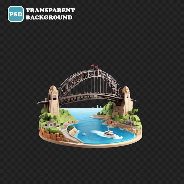 Ikonka Mostu Sydney Harbour Izolowana Ilustracja Renderowania 3d