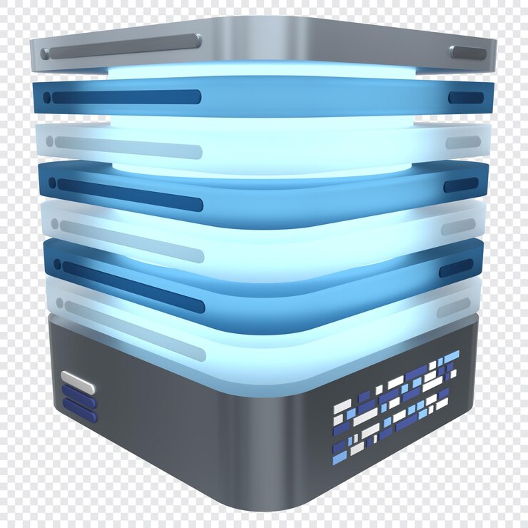 PSD ikonka serwera 3d świetliwy serwer komputerowy serwer 3d renderowanie ikona cloud computing renderowanie 3d