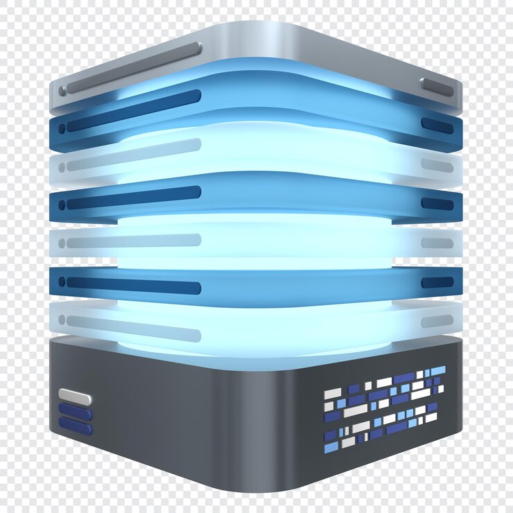 PSD ikonka serwera 3d świetliwy serwer komputerowy serwer 3d renderowanie ikona cloud computing renderowanie 3d