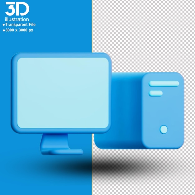 PSD ikony 3d ikona komputera izolowana ilustracja renderowania 3d 2