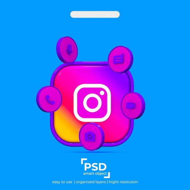 Ikony 3d Na Instagramie Z Elementem