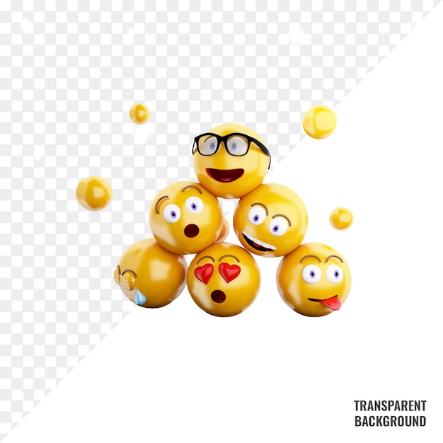 Ikony emoji 3D z mimiką psd