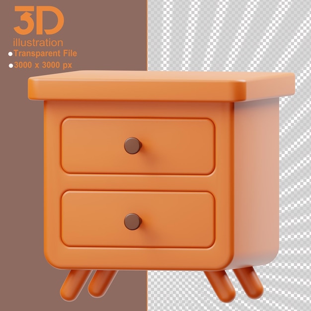 Ikony renderowania mebli 3D Drewniana szuflada na izolowanym tle png