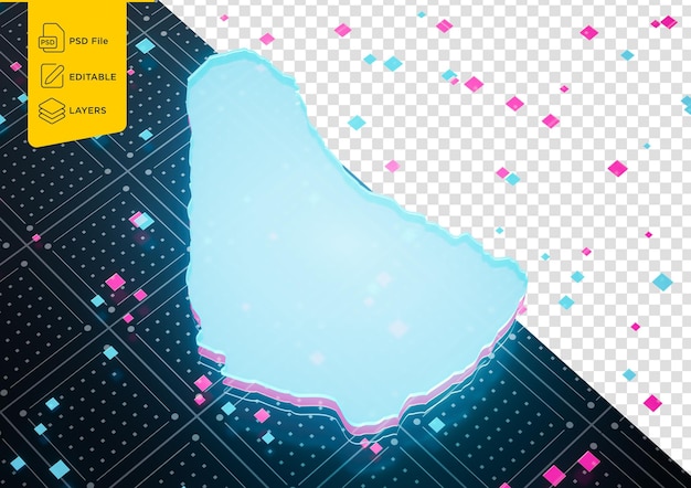 illuminated barbados data map neon blue light on seamless pattern background 3d illustration