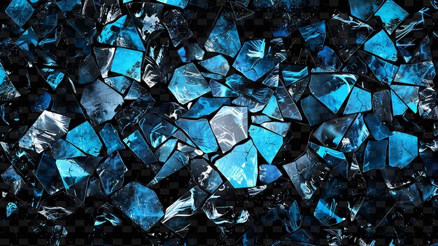 PSD illuminated glass shards arranged in a mosaic shattered glas y2k texture shape background decor art