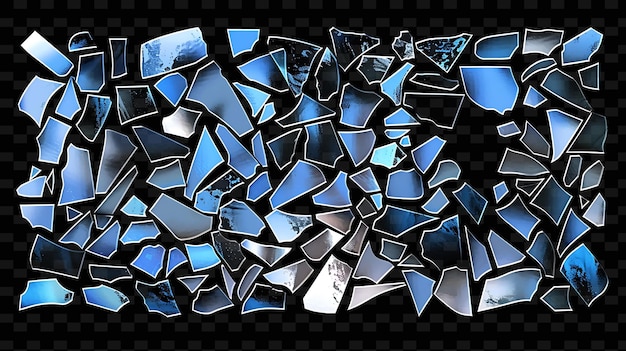 PSD illuminated glass shards arranged in a mosaic shattered glas y2k texture shape background decor art