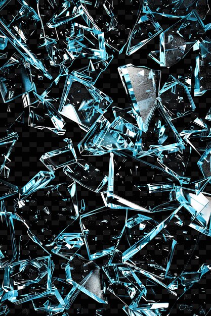 PSD illuminated glass shards arranged in a mosaic shattered glas y2k texture shape background decor art