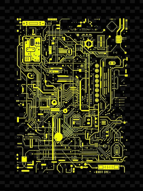 Illuminated neon circuitry patterns glitched circuit board t y2k texture shape background decor art