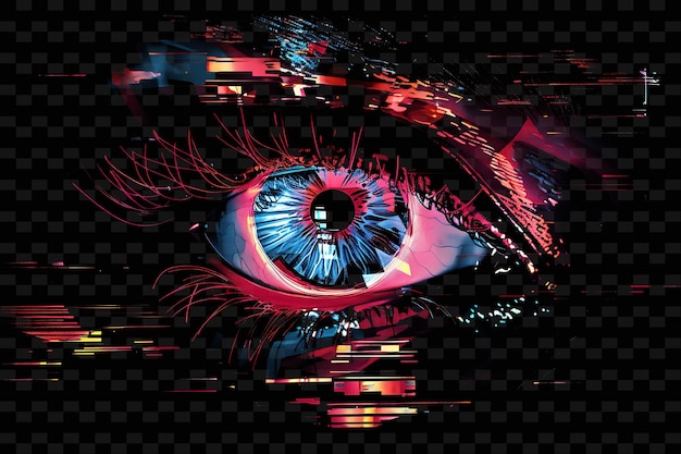 Illuminated neon eyes staring glitched eye texture material y2k texture shape background decor art