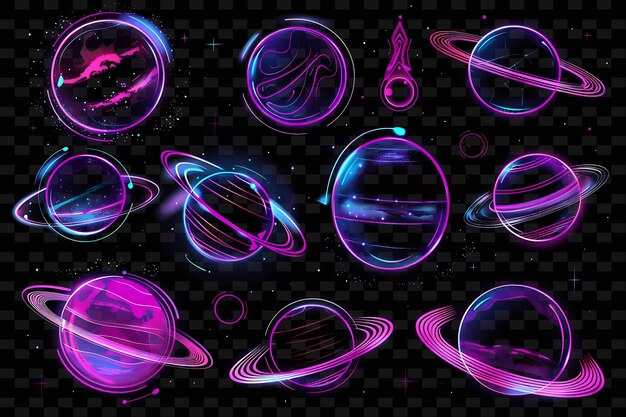 PSD illuminated neon planets celestial texture material cosmic e y2k texture shape background decor art