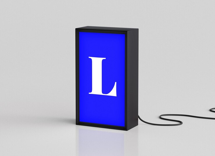 PSD illuminated sign with the letter l