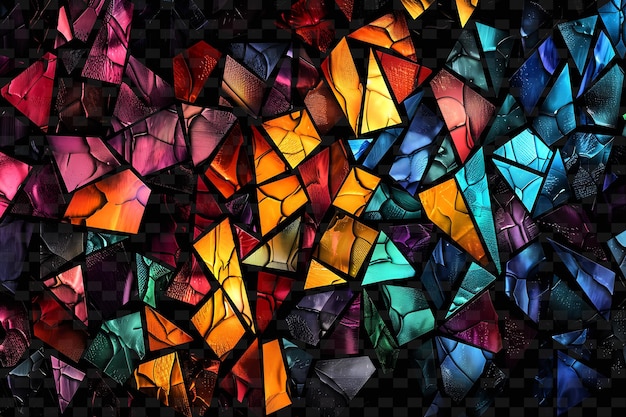 Illuminated stained glass shards layered stained glass colla y2k texture shape background decor art