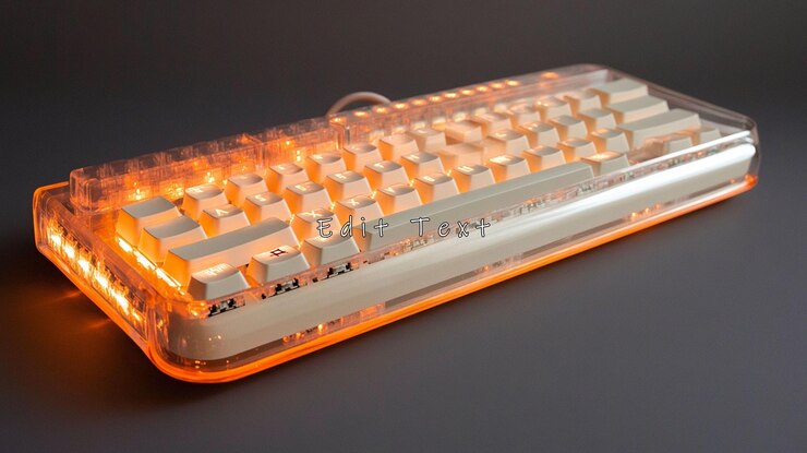 PSD illuminated transparent keyboard with orange backlight