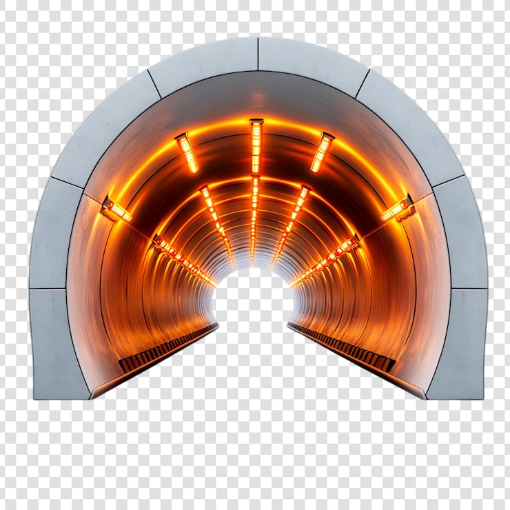 PSD illuminated tunnel entrance bright orange lights modern architecture