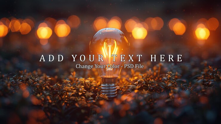 PSD illuminating lightbulb in a field of green