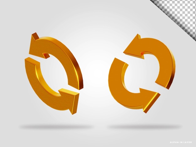 Illustrasjon av gullpil i 3D-rendering, isolert