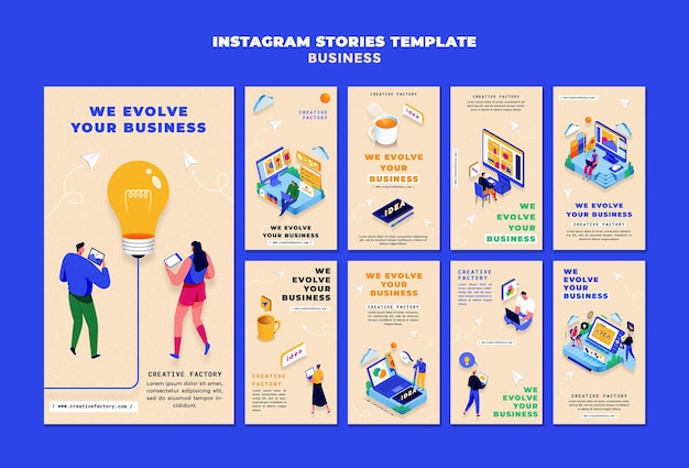 PSD illustrated business instagram stories