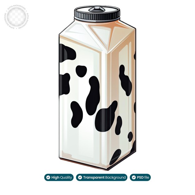 PSD ミルクボックスの栄養と喜びを称えるイラストデザイン
