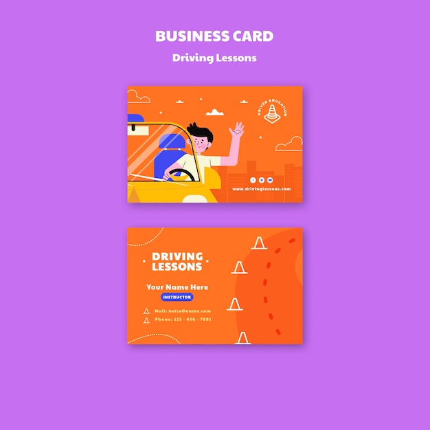 PSD illustrated driving school business card