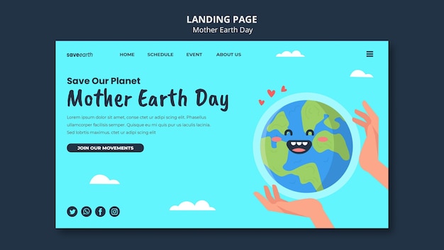 Illustrated mother earth day landing page